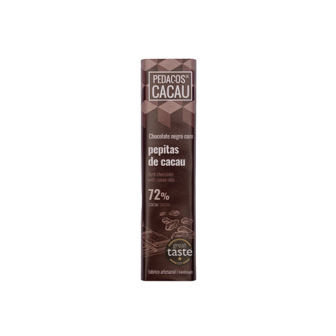 Tablette de chocolat noir aux pépites de cacao 72% cacao Vegan 30g