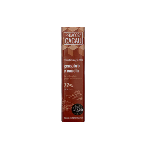 Tablette de chocolat noir gingembre et cannelle 72% cacao Vegan 30g