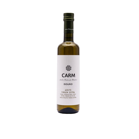 bouteille en verre de huile d'olive vierge extra du Portugal avec étiquette blanche 